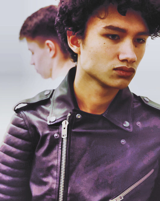 Leather biker man